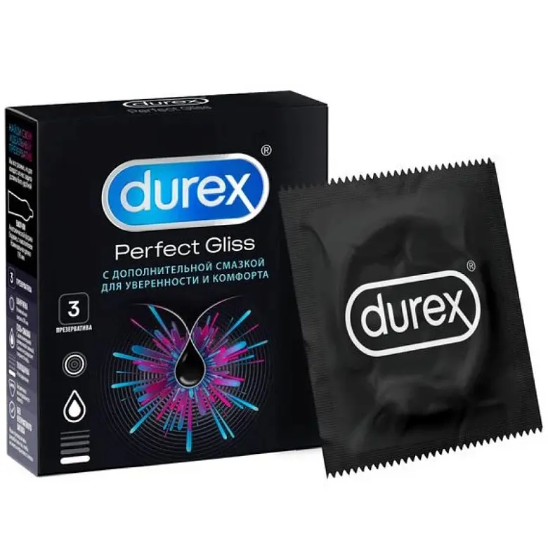 Купить Durex Perfect Gliss 3 шт презервативы из натурального латекса