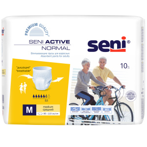 Купить: Seni Active Normal 10 шт подгузники-трусы размер M 5,5 капель