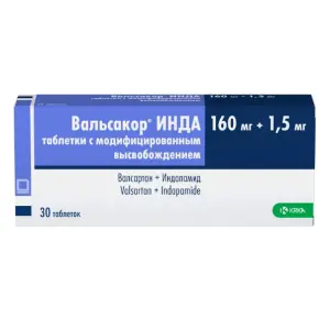 Купить Вальсакор Инда 160 мг + 1,5 мг 30 шт таблетки с модифицированным высвобождением