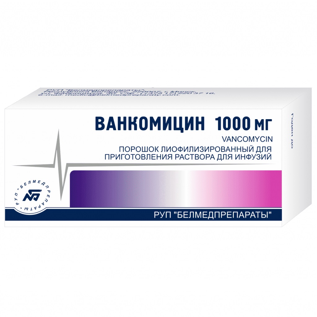 Купить Ванкомицин лиофил д/р-ра д/инф и внутр примен фл 1г