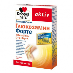 Купить: Доппельгерц Актив Глюкозамин форте табл №30 + витамины С+Е+D3+К