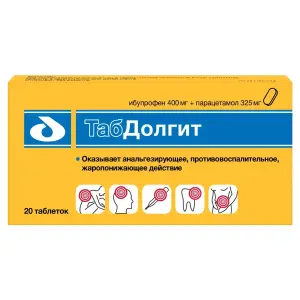 Купить ТабДолгит 400 мг + 325 мг 20 шт таблетки покрытые пленочной оболочкой