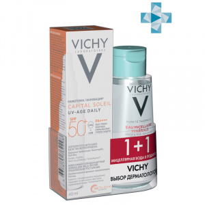 Купить: Vichy Capital Soleil набор Солнцезащитный флюид UV-AGE SPF50+ 40мл + мицеллярная вода 100мл