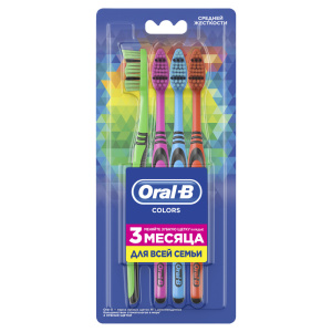 Купить: Oral-B Colors 4 шт  зубная щетка средняя