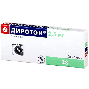 Купить: Диротон таблетки 2,5мг №28