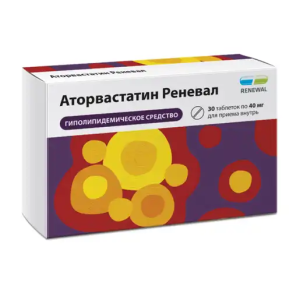 Купить: Аторвастатин Реневал таблетки покрытые пленочной оболочкой 40мг №30