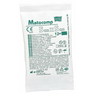 Купить: Matocomp 5 см х 5 см 5 шт cалфетки стерильные 12-слойные с 17 нитями