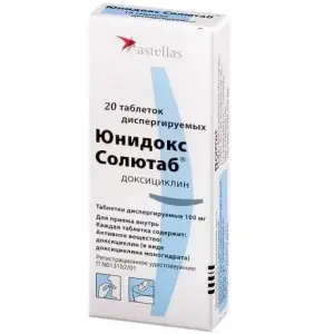 Купить Юнидокс Солютаб 100 мг 20 шт таблетки диспергируемые