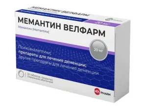 Купить Мемантин Велфарм 20 мг 30 шт таблетки покрытые пленочной оболочкой
