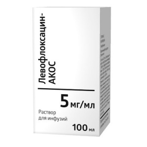 Купить: Левофлоксацин-Акос 5 мг/мл 100 мл раствор для инфузий