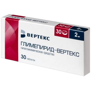 Купить: Глимепирид 2 мг 30 шт таблетки