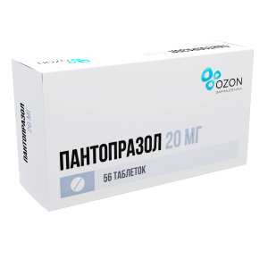 Купить: Пантопразол 20 мг 56 шт таблетки покрытые оболочкой кишечнорастворимые