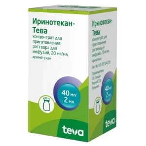 Купить Иринотекан-Тева 20 мг/мл 2 мл 1 шт концентрат для приготовления раствора для инфузий флакон