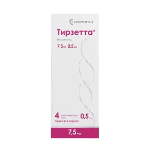 Купить Тирзетта 7,5 мг 0,5 мл 4  шт раствор для подкожного введения шприцы в автоинжекторах