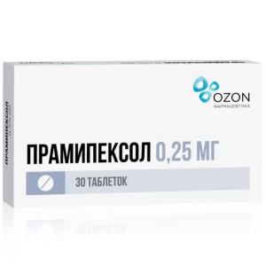 Купить: Прамипексол 0,25 мг №30 шт таблетки