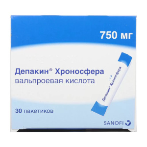 Купить Депакин Хроносфера 750 мг 30 шт гранулы с пролонгированным высвобождением пакет
