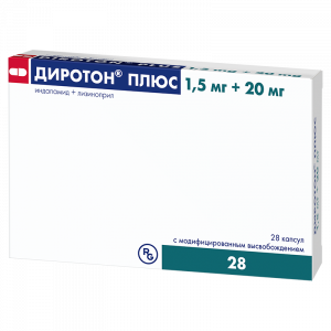 Купить Диротон Плюс 1,5 мг + 20 мг 28 шт капсулы с модифицированным высвобождением