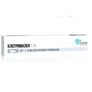 Купить: Клотримазол 1% 20 г крем для наружного применения