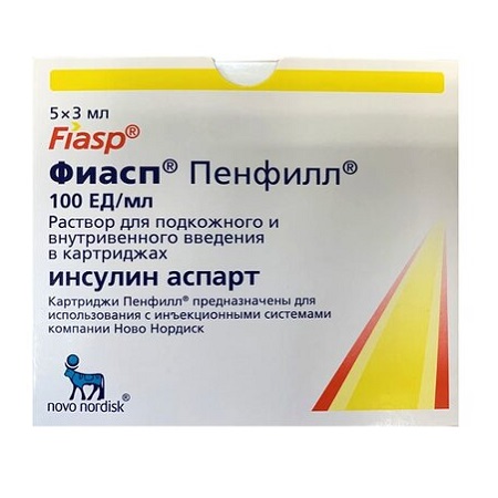 Купить Фиасп 100 ЕД/мл 3 мл 5 шт раствор для внутривенного и подкожного введения картридж Пенфилл