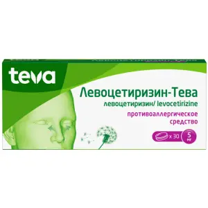 Купить Левоцетиризин -Тева 5 мг 30 шт таблетки покрытые пленочной оболочкой