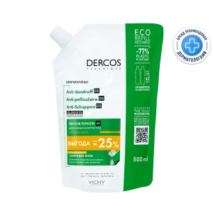 Купить: Vichy Dercos шампунь смен блок 500мл п/перхоти д/сух волос