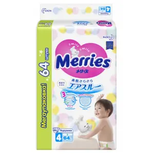 Купить Merries 64 шт подгузники для детей размер L (9-14 кг)
