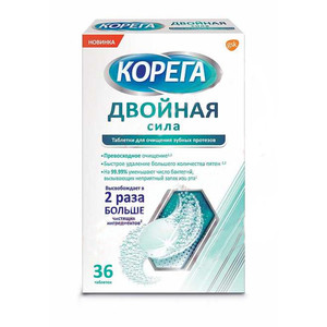 Купить Корега Двойная сила 36 шт таблетки для очищения зубных протезов