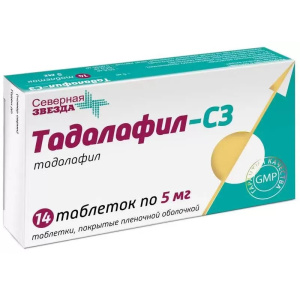Купить: Тадалафил-СЗ 5 мг 14 шт таблетки покрытые пленочной оболочкой