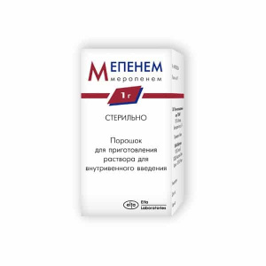 Купить: Мепенем 1 г 1 шт порошок для приготовления раствора для внутривенного введения флакон