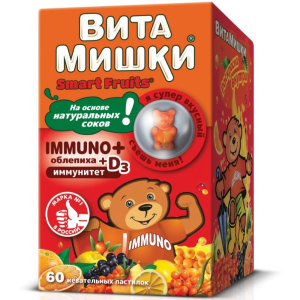 Купить: ВитаМишки Иммуно + 2,5 г облепиха 60 шт пастилки жевательные
