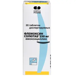 Купить Флемоксин Солютаб 250 мг 20 шт таблетки диспергируемые