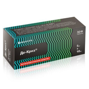 Купить: Де-Криз 5 мг + 10 мг 30 шт таблетки