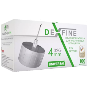 Купить: Dexfine 32 G 0,23х4 мм 100 шт иглы универсальные инъекционные одноразовые для инсулиновых шприц-ручек