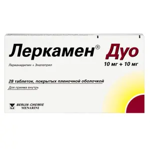 Купить Леркамен Дуо 10 мг + 10 мг 28 шт таблетки покрытые пленочной оболочкой