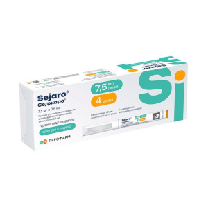 Купить: Седжаро 7,5 мг/доз 2,4 мл 1 шт раствор для подкожного введения шприц-ручка + иглы одноразовые 4 шт