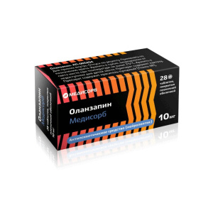 Купить: Оланзапин Медисорб 10 мг 28 шт таблетки покрытые пленочной оболочкой