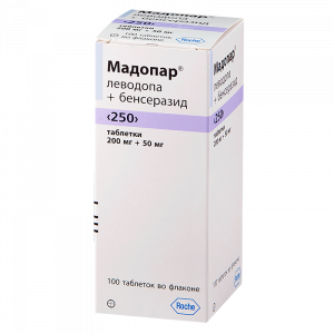 Купить: Мадопар 250 200 мг + 50 мг 100 шт таблетки