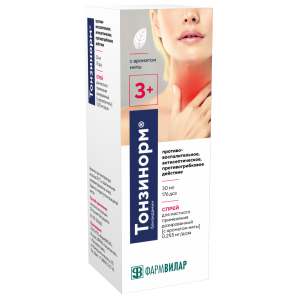 Купить: Тонзинорм 176 доз 0,255 мг/доз 30 мл спрей для местного применения мята