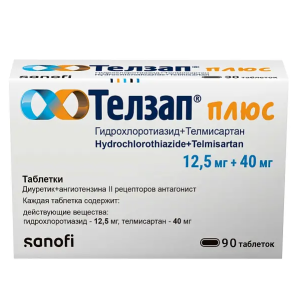 Купить: Телзап Плюс 12,5 мг + 40 мг 90 шт таблетки