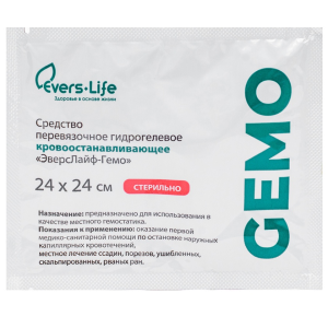 Купить: EversLife Gemo 24 см х 24 см средство перевязочное гидрогелевое кровоостанавливающее