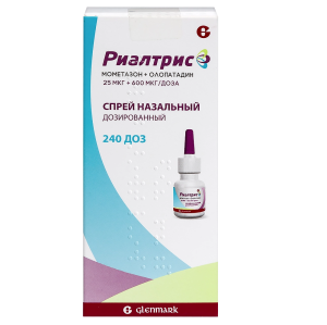 Купить: Риалтрис 25 мкг + 600 мкг/доза 15 мл 240 доз спрей назальный дозированный
