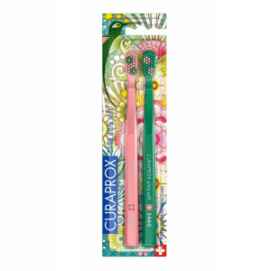 Купить: Curaprox ultrasoft summer 2021 2 шт набор зубных щеток (коралловая, зеленая)