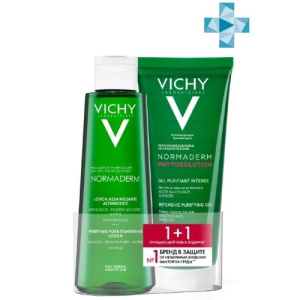 Купить: Vichy набор Normaderm гель очищающий 200мл + сужающий поры очищающий лосьон 200мл в коробке