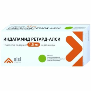 Купить: Индапамид Ретард-Алси 1,5 мг 60 шт таблетки с пролонгированным высвобождением покрытые пленочной оболочкой