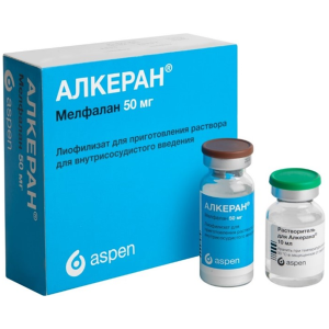 Купить: Алкеран 50 мг 1 шт лиофилизат для приготовления раствора для внутрисосудистого введения флакон + растворитель 10 мл