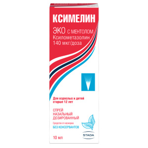 Купить: Ксимелин Эко 140 мкг/доз 10 мл 60 доз спрей назальный дозированный с ментолом