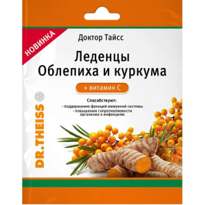 Купить: Доктор Тайсс леденцы пак 52г облепиха+куркума