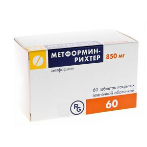 Купить: Метформин-Рихтер 850 мг 60 шт таблетки покрытые пленочной оболочкой