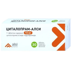 Купить: Циталопрам-Алси 10 мг 30 шт таблетки покрытые пленочной оболочкой