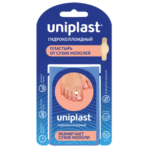 Купить: Uniplast 1,7 см x 4,8 см 10 шт пластырь гидроколлоидный от сухих мозолей